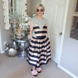 NWOT English Factory sleeveless t shirt striped flare dress Size L